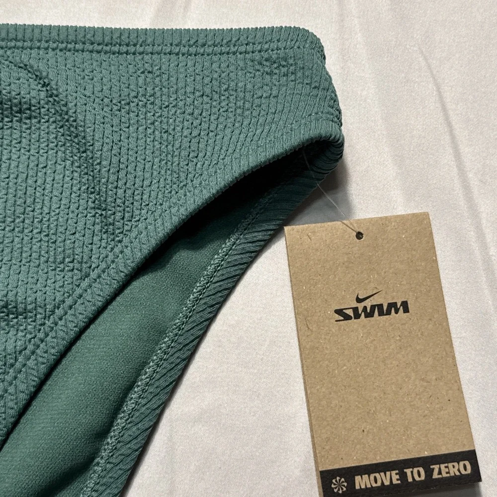 NWT Nike High Waisted Bikini Bottom M NESSD234-302 Green $54 Textured Women's